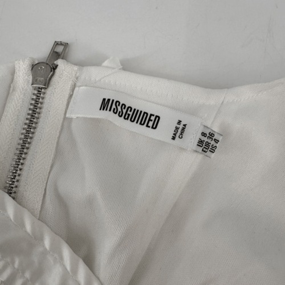 stassie x missguided white satin corset top Size 4 Boning Crop Back Zip‎ white - Picture 6 of 7
